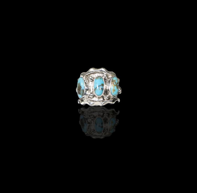 Dashana Kingman Turquoise & Sterling Silver Ring Size 6.5